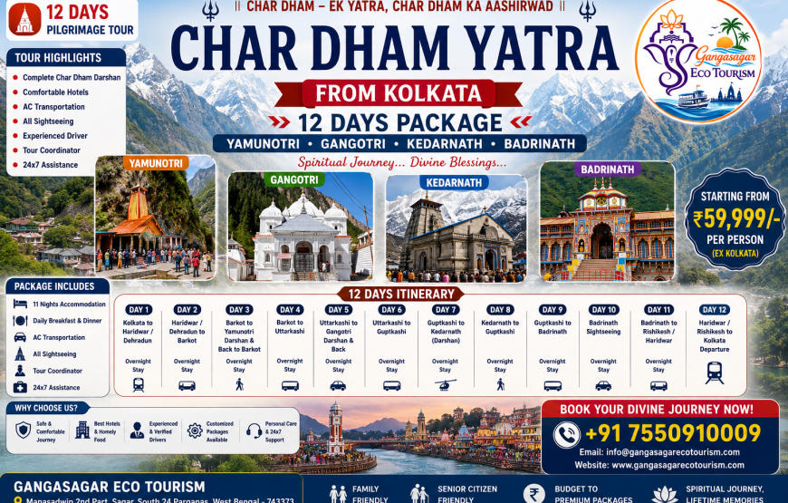 Char Dham Yatra from Kolkata – 12 Days Package