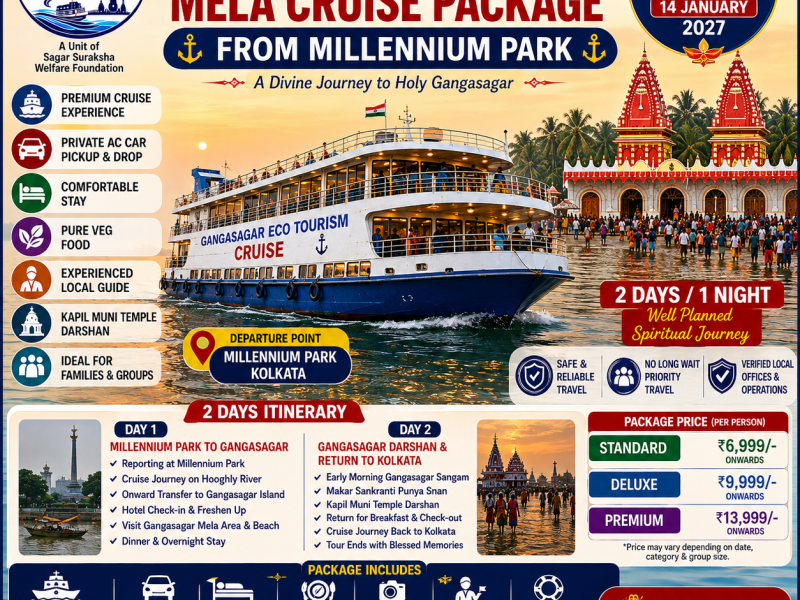 Gangasagar Mela Cruise Package from Millennium Park, Millennium Park to Gangasagar Cruise, Gangasagar Mela Cruise from Kolkata, 2 Days Gangasagar Tour, Gangasagar Mela 2027, Millennium Park to Gangasagar Cruise, Gangasagar Cruise from Millennium Park, Gangasagar Mela Cruise from Kolkata, Millennium Park Gangasagar Tour Package, Kolkata to Gangasagar Cruise Package, Gangasagar Mela Cruise Tour, Gangasagar Cruise Package 2 Days, Gangasagar Mela Tour from Millennium Park,