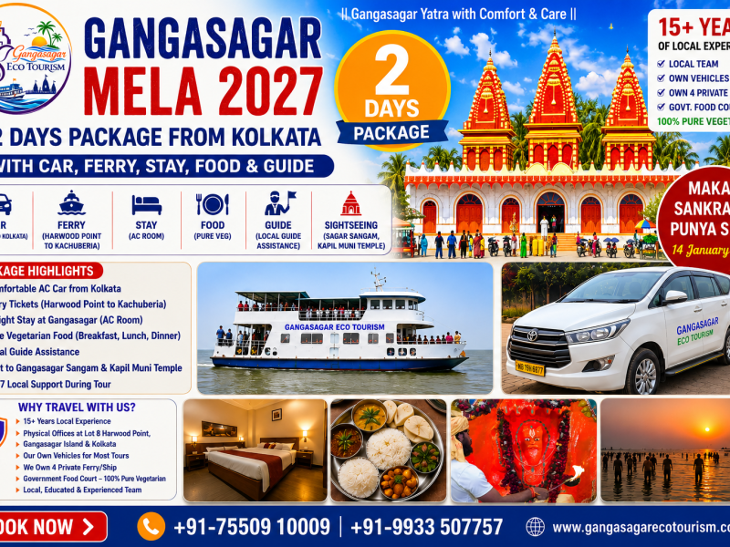 Gangasagar Mela 2027 Tour Package from Kolkata, Gangasagar Mela 2027, Gangasagar Mela Tour with Guide, Gangasagar Mela Yatra, Makar Sankranti Gangasagar, Gangasagar Holy Dip, Kapil Muni Temple, Gangasagar Sangam, Gangasagar Mela Tour Package, Kolkata to Gangasagar Mela Tour, Gangasagar Eco Tourism